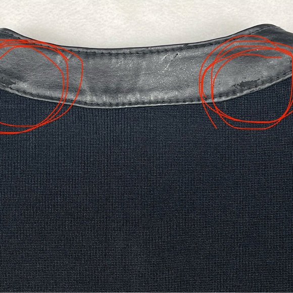 Black Woven Leather Jacket with Knit Sleeves - Picture 9 of 9